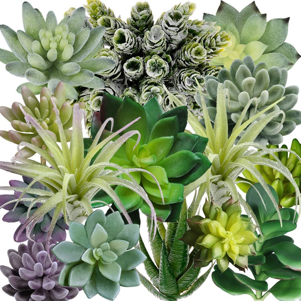 Echeveria Succulent - 15 sztuk Sztucznych Sukulentów w Zestawie,